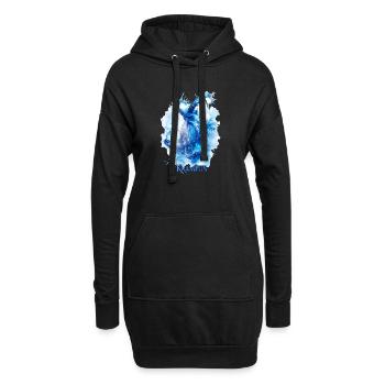 Krampus Eisblau – Mystisches Wintermotiv Folklore - Hoodie-Kleid - Schwarz - Vorne