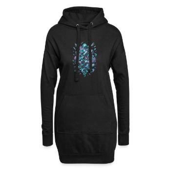 AI Abstract Coral - Hoodie-Kleid - Schwarz - Vorne