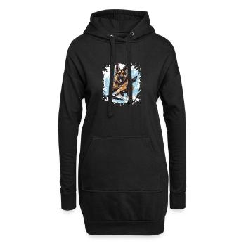 Schäferhund Hund Snowboard - Hoodie-Kleid - Schwarz - Vorne