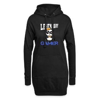 Panda couronne et manette - gamen - Sweat-shirt à capuche long Femme - noir - Devant