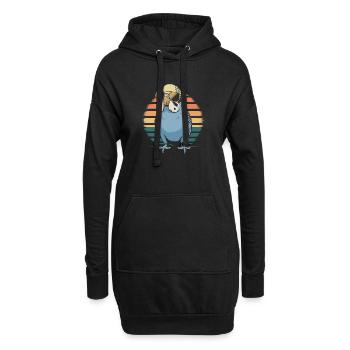 Perruche ondulée - Sweat-shirt à capuche long Femme - noir - Devant