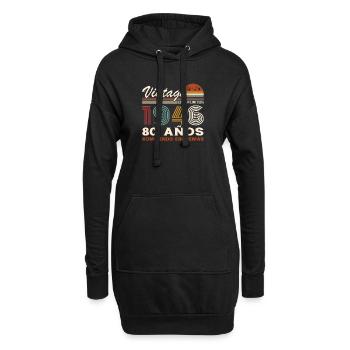 80ème Anniversaire 80 Ans Millésime 1946 - Sweat-shirt à capuche long Femme - noir - Devant