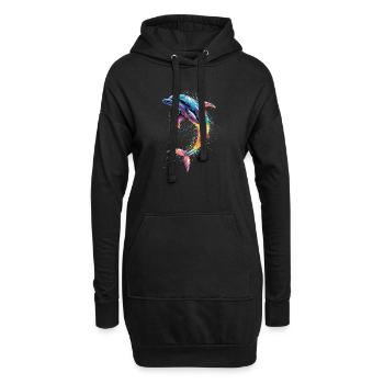 Delphin Taucher Delphine Ozean Süße Delfine Delfin - Hoodie-Kleid - Schwarz - Vorne