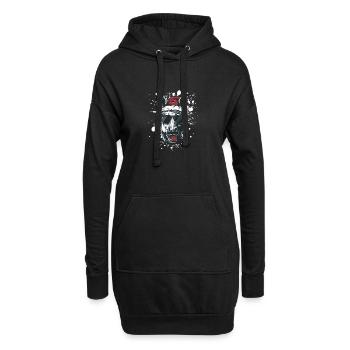 Pferd Weihnachten Lustig - Hoodie-Kleid - Schwarz - Vorne