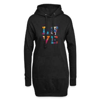Boxer Hund LIEBE Wort Hund Vater süßer Boxer Liebhaber - Hoodie-Kleid - Schwarz - Vorne
