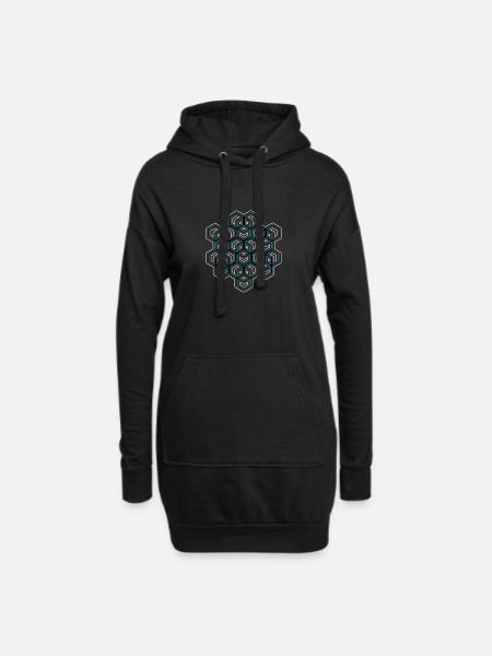 Geometrisches Würfel Muster Festival Party Yoga Om - Hoodie-Kleid - Schwarz