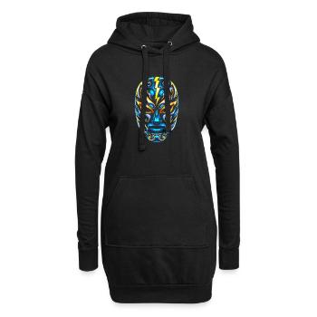Blitzmasken Lucha Neon Blau Gold - Hoodie-Kleid - Schwarz - Vorne