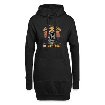 Funny Raccoon - Hoodie-Kleid - Schwarz - Vorne