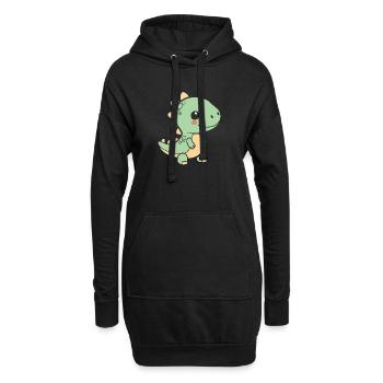 Niedlicher kleiner Dinosaurier - Hoodie-Kleid - Schwarz - Vorne