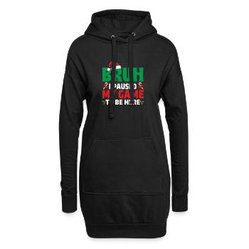 Bruh, ich habe mein Spiel pausiert, um hier zu sein Gaming Xmas Gamer - Hoodie-Kleid - Schwarz - Vorne
