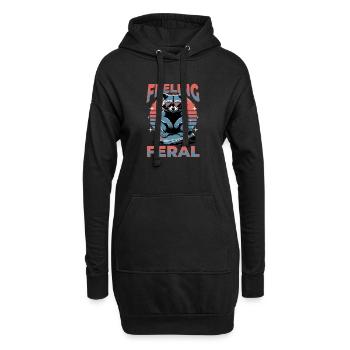 Funny Raccoon - Hoodie-Kleid - Schwarz - Vorne