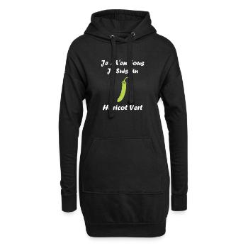 Französische Bohne - Hoodie-Kleid - Schwarz - Vorne