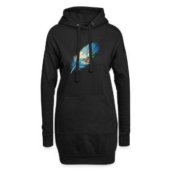 Phare en peinture de paysage de plumes - Sweat-shirt à capuche long Femme - noir - Devant