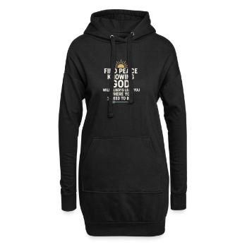 Citation « Trouver la paix en connaissant Dieu », Christian - Sweat-shirt à capuche long Femme - noir - Devant