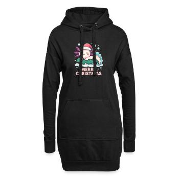 Mignon Axolotl Joyeux Noël - Sweat-shirt à capuche long Femme - noir - Devant