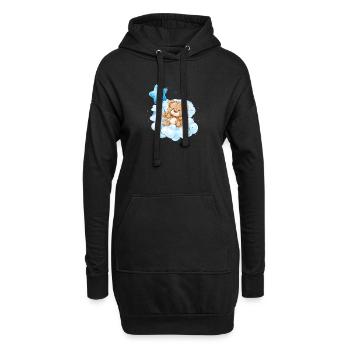 Teddy auf Wolken Ballon - Hoodie-Kleid - Schwarz - Vorne