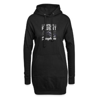 Je parle couramment saxophone saxophone saxophoniste - Sweat-shirt à capuche long Femme - noir - Devant