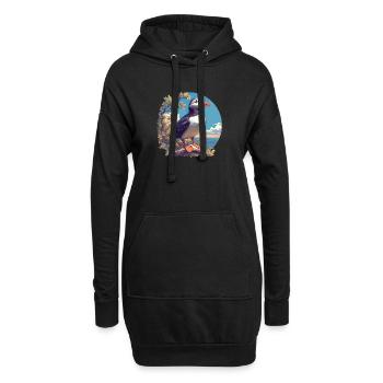 Puffin Papageientaucher - Hoodie-Kleid - Schwarz - Vorne
