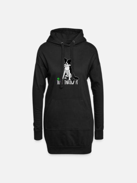 Funny Border Collie Just Throw It Dog Lover Gift I - Hoodie Dress - black