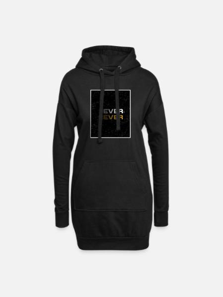 NEVER SAY NEVER – Minimal Statement Design - Hoodie-Kleid - Schwarz