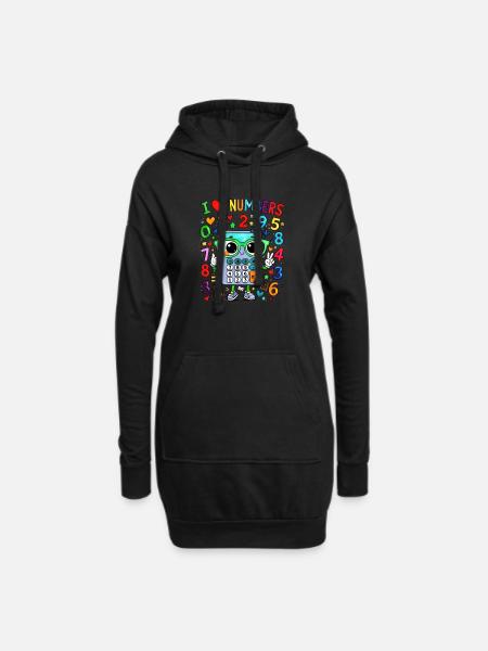 I Love Numbers Calculator - Hoodie-Kleid - Schwarz