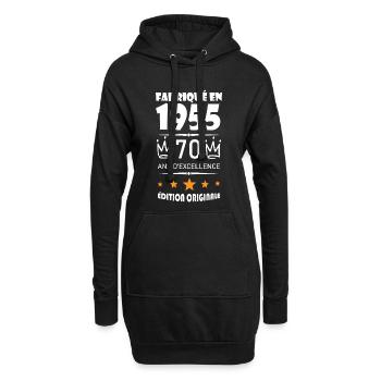Hergestellt 1955 Geboren 1955 70-jähriges Jubiläum - Hoodie-Kleid - Schwarz - Vorne