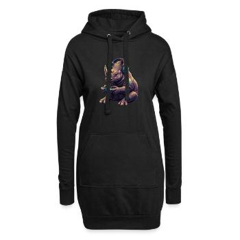 Rhino Gaming Jeux vidéo d’animaux Drôle Rhino - Sweat-shirt à capuche long Femme - noir - Devant