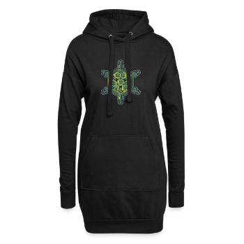 Fractal Evolution Yoga Meditation Festival Wear - Hoodie-Kleid - Schwarz - Vorne