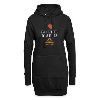 Humour galette des rois - Sweat-shirt à capuche long Femme - noir - Devant