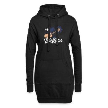 Ukulélé hawaïen ukelution - Sweat-shirt à capuche long Femme - noir - Devant