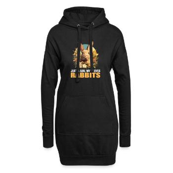 Hasen Hase - Hoodie-Kleid - Schwarz - Vorne
