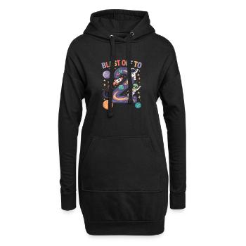 Départ dans l’espace, fête d’anniversaire des enfants pour 2e anniversaire - Sweat-shirt à capuche long Femme - noir - Devant
