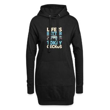 La vie est meilleure avec les geckos Tokay - Sweat-shirt à capuche long Femme - noir - Devant
