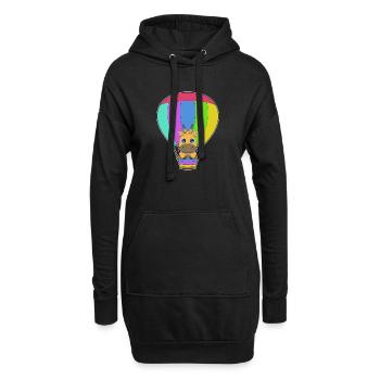 Giraffe Heißluftballon - Hoodie-Kleid - Schwarz - Vorne