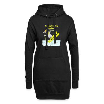 Punker Esel fährt Ski, Comicfigur, Gelb, Grün - Hoodie-Kleid - Schwarz - Vorne
