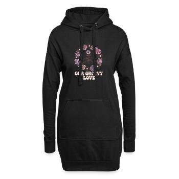 Our Groovy Love | Blütenkranz | Valentins Tag - Hoodie-Kleid - Schwarz - Vorne
