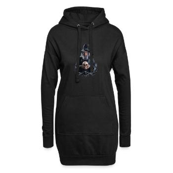 Sorcier Noir avec Magicien Mystique Crâne - Sweat-shirt à capuche long Femme - noir - Devant