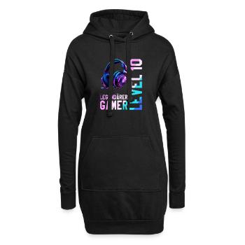 10. Geburtstag Junge Mädchen Teenager Level 10 - Hoodie-Kleid - Schwarz - Vorne