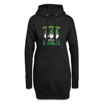 Des bêtises avec mes gnomies St Patrick’s - Sweat-shirt à capuche long Femme - noir - Devant