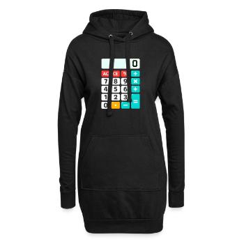 Retro-Farbblock-Rechner - Hoodie-Kleid - Schwarz - Vorne