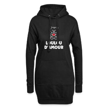 Ourson Coeur Rouge LOULOU - Sweat-shirt à capuche long Femme - noir - Devant