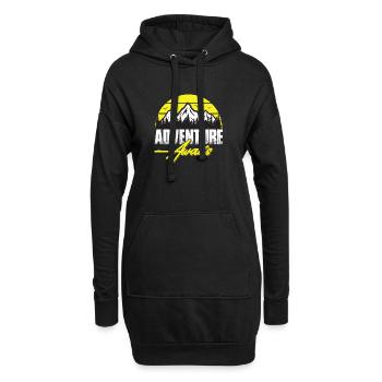 Abenteuer wartet Berglandschaft Neon - Hoodie-Kleid - Schwarz - Vorne