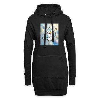 Fröhliches Küken singt zwischen bunten Blasen - Hoodie-Kleid - Schwarz - Vorne