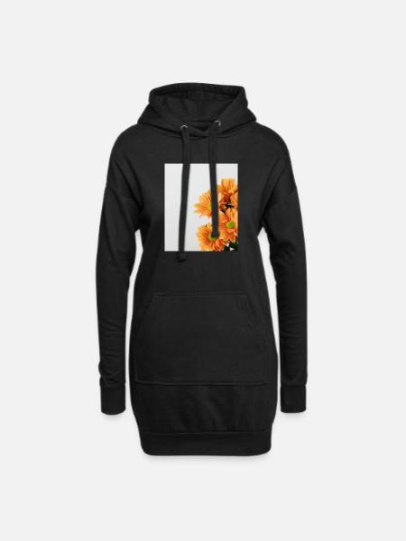 Daisy Orange Floral - Hoodie-Kleid - Schwarz
