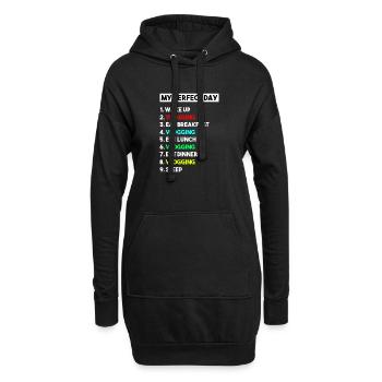 Mein perfekter Tag Vlogging-Zeitplan – Creator-Kunst - Hoodie-Kleid - Schwarz - Vorne