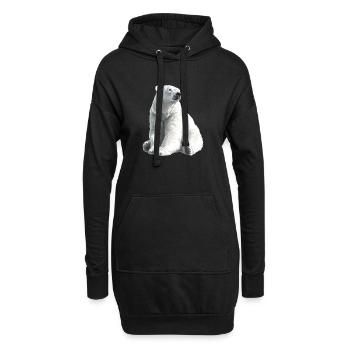 Polar Bär Illustration Eislicht - Hoodie-Kleid - Schwarz - Vorne