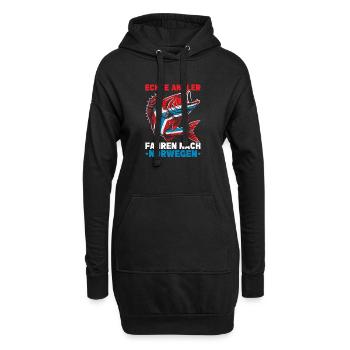 Echte Angler Fahren Nach Norwegen Fisher - Hoodie-Kleid - Schwarz - Vorne