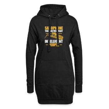 Saxophone, l’instrument, saxophoniste - Sweat-shirt à capuche long Femme - noir - Devant