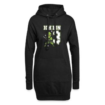 Ich bin 3 Ninja 3. Geburtstag Grüne Karate - Hoodie-Kleid - Schwarz - Vorne