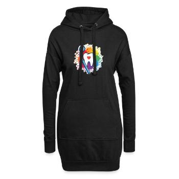 Bunter Zahn Mit Herz Und Dentalspiegel - Hoodie-Kleid - Schwarz - Vorne